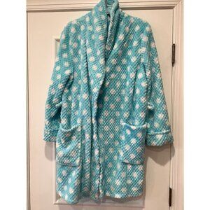 NOIRE JASMINE ROSE Blue Cloud Print Ultra Soft Plush Robe Short Bath Robe Medium